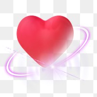 Heart png, 3D digital sticker, technology graphic in transparent background