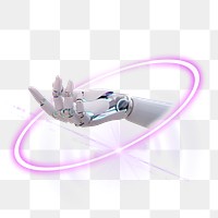 AI robot hand png, digital technology cut out sticker in transparent background