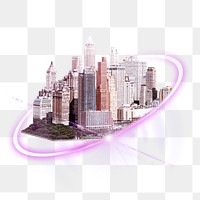 City skyscrapers png, financial district, technology digital sticker in transparent background