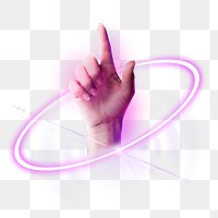 PNG finger on touch screen, digital technology cut out sticker in transparent background