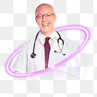 Male doctor png, medical tech digital sticker in transparent background