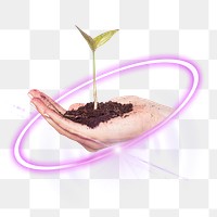 Digital sapling plant png, agriculture technology cut out in transparent background