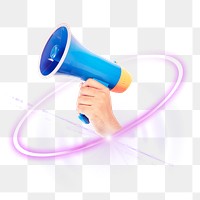 Megaphone png, marketing campaign and announcement, digital sticker in transparent background