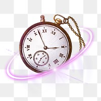 Time management png, vintage timepiece and technology, digital sticker in transparent background