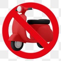 Forbidden sign png symbol, no scooter, transparent background