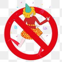 Forbidden sign png symbol, no dancing, transparent background