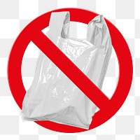 Prohibition sign png sticker, no plastic bag, transparent background