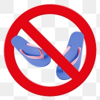 No flip flops png sticker, forbidden sign on transparent background