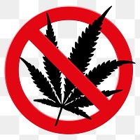 No cannabis png clip art, forbidden sign on transparent background