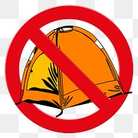 No camping png clip art, forbidden sign on transparent background