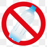 No plastic bottle png clip art, forbidden sign on transparent background