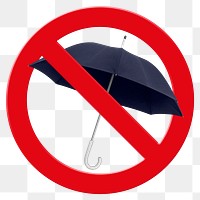 No umbrella png sticker, forbidden sign on transparent background