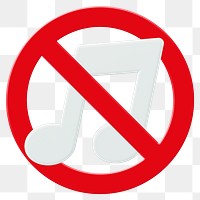 No music png clip art, forbidden sign on transparent background