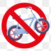 Forbidden sign png symbol, no bicycle, transparent background