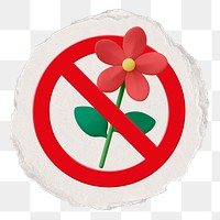 No picking please png symbol, forbidden sign on transparent background, ripped paper badge