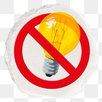 No light bulb png symbol, forbidden sign on transparent background