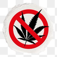 No drug png symbol, forbidden sign on transparent background, ripped paper badge