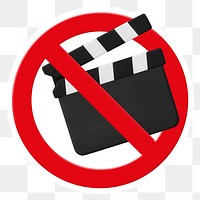 No clapboard png symbol, forbidden sign on transparent background