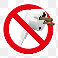 No plug png symbol, forbidden sign on transparent background