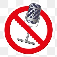 No microphone png symbol, forbidden sign on transparent background