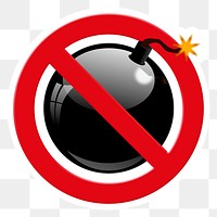 No bomb png symbol, forbidden sign on transparent background