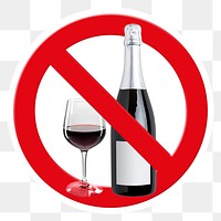 No alcohol png symbol, forbidden sign on transparent background