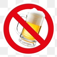 No alcohol png symbol, forbidden sign on transparent background