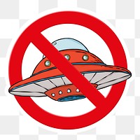 No ufo png symbol, forbidden sign on transparent background