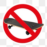 No skateboarding png symbol, forbidden sign on transparent background