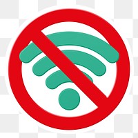 No wifi png symbol, forbidden sign on transparent background