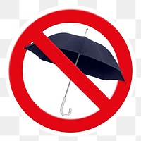 No umbrella png symbol, forbidden sign on transparent background