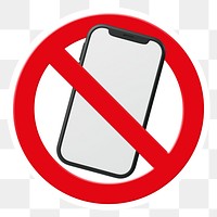 No phone png symbol, forbidden sign on transparent background