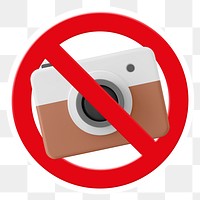 No camera png symbol, forbidden sign on transparent background