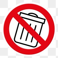 No trash png symbol, forbidden sign on transparent background