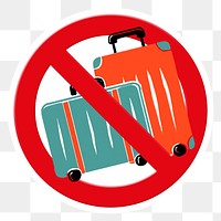 No luggage png symbol, forbidden sign on transparent background