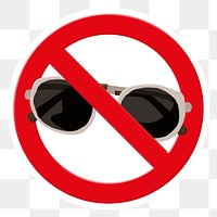 No sunglasses png symbol, forbidden sign on transparent background