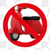 No scooter png symbol, forbidden sign on transparent background