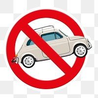 No car png symbol, forbidden sign on transparent background