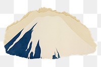Png Kamisaka Sekka's Mount Fuji sticker, vintage illustration on ripped paper, transparent background