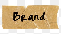 Brand png word, brown washi tape digital sticker in transparent background