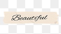Beautiful png word, torn paper digital sticker in transparent background