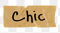 Chic png word, brown washi tape digital sticker in transparent background