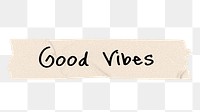 Good vibes png word, torn paper digital sticker in transparent background
