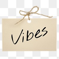 Vibes png word, torn paper digital sticker in transparent background