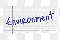 Environment png word, lined note paper, stationery digital sticker in transparent background