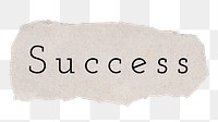 Success word, ripped paper, beige digital sticker in transparent background