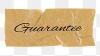 Guarantee png word, kraft paper tape digital sticker in transparent background