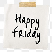 Happy friday png word, torn paper digital sticker in transparent background