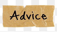 Advice png word, kraft paper tape digital sticker in transparent background