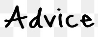 Advice png word, minimal typography digital sticker in transparent background